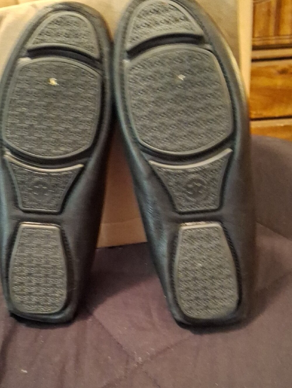 Women's Black Leather Slip-On Loafers with Stud Detail - Picture 3 of 6